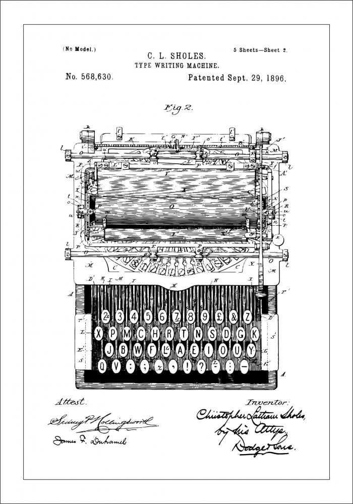 Patenttegning - Skrivemaskine