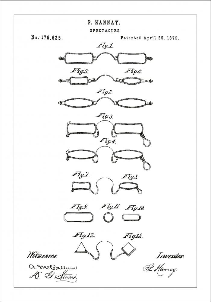 Patenttegning - Briller B - Hvid