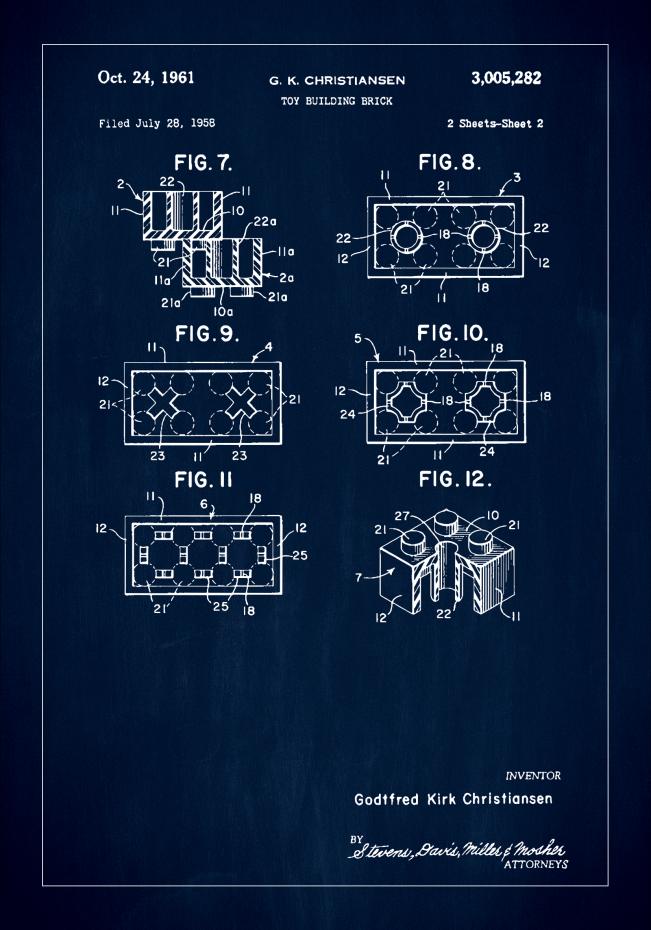 Patent Print - Lego Block II - Blue