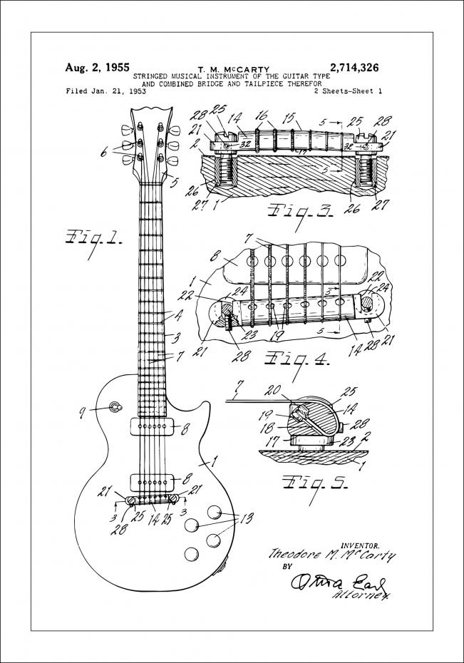 Patenttegning - Elguitar I Plakat