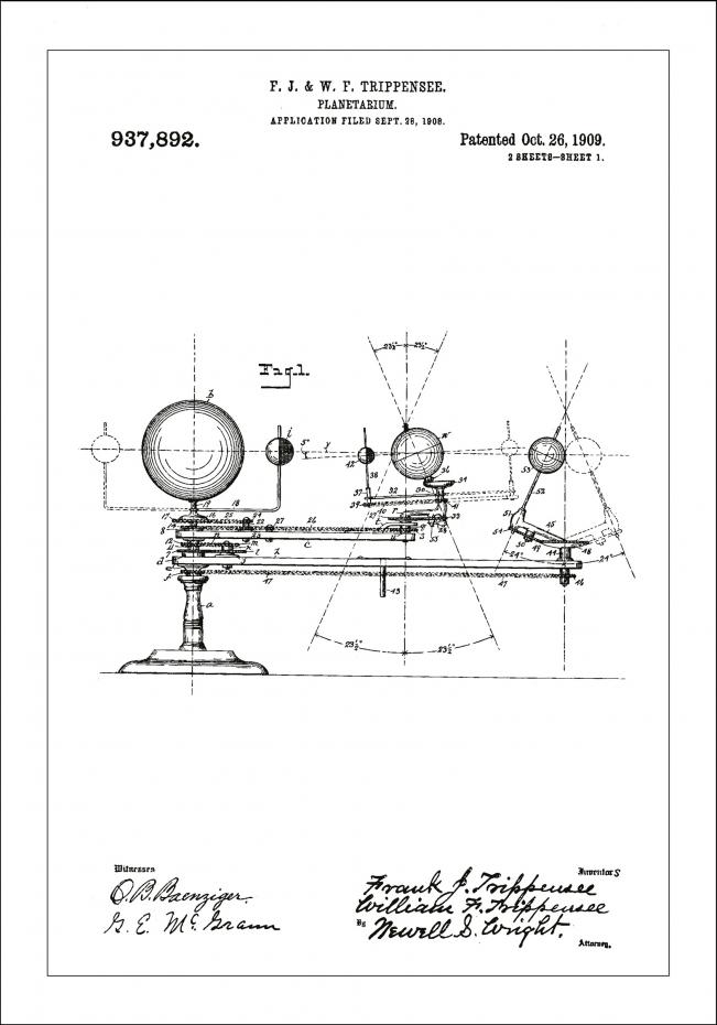Patenttegning - Planetarium - Hvid