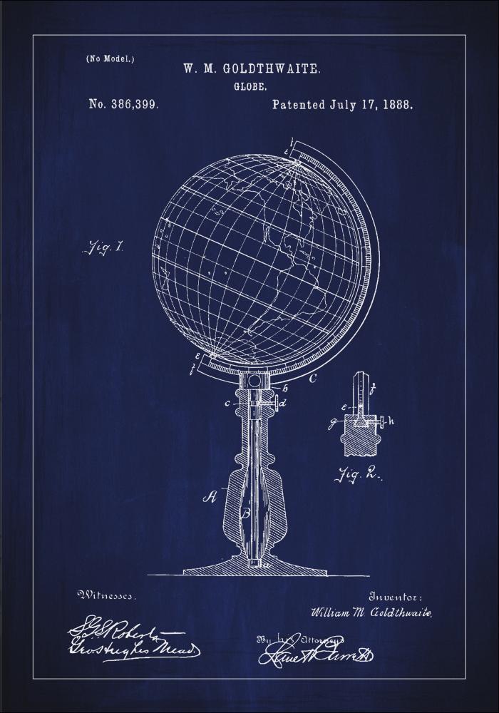 Patenttegning - Jordglobe - Bl Plakat
