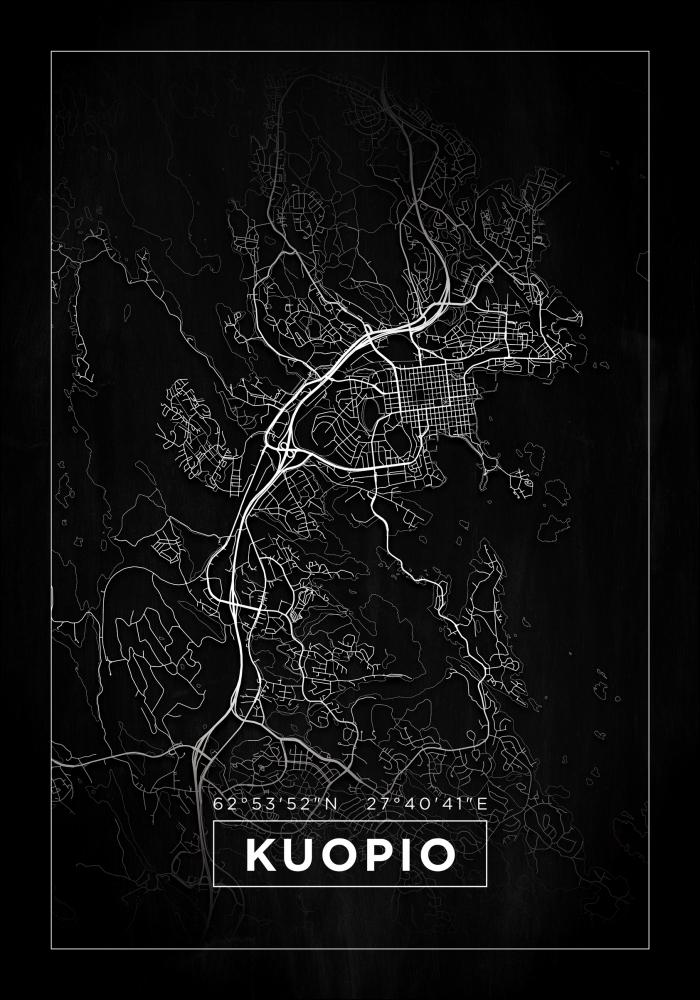 Kort - Kuopio - Sort Plakat