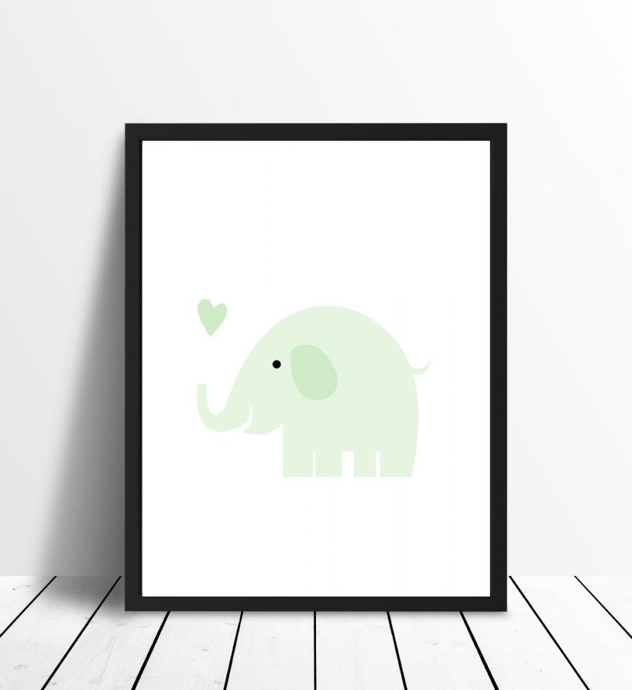 Elefant Solo - mintgrn Plakat