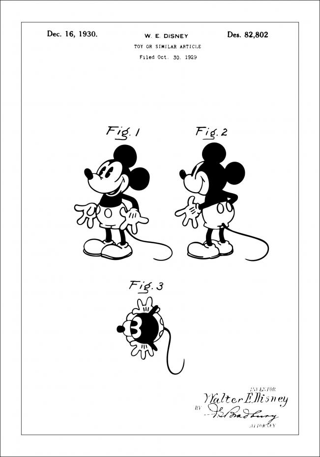 Patenttegning - Disney - Mickey Mouse Plakat