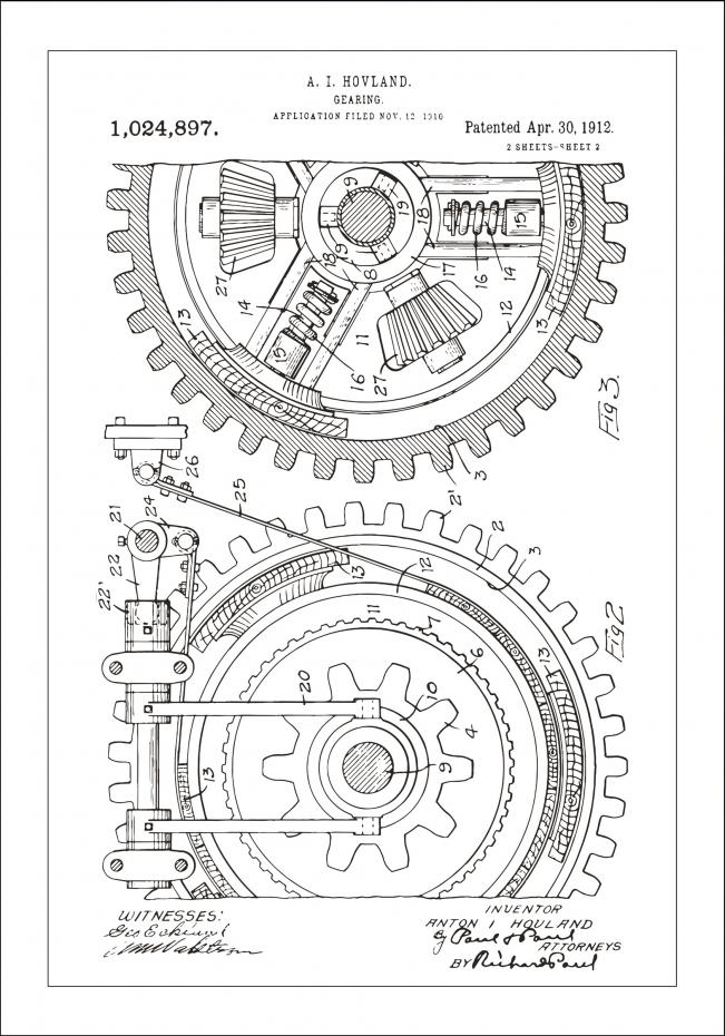 Patenttegning - Gear - Hvid