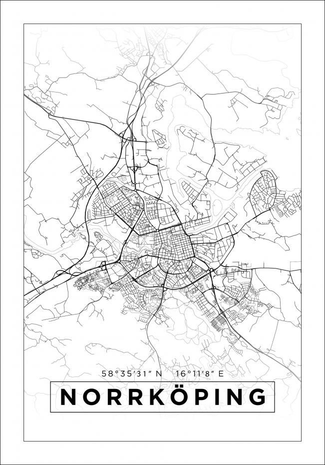 Kort - Norrkping - Hvid Plakat