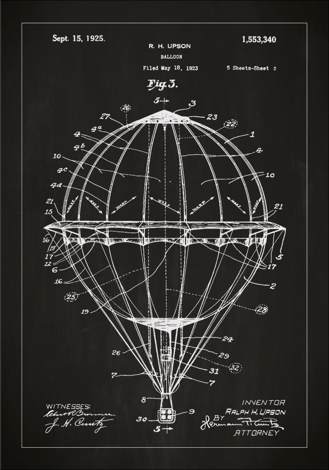 Patenttegning - Luftballon - Sort