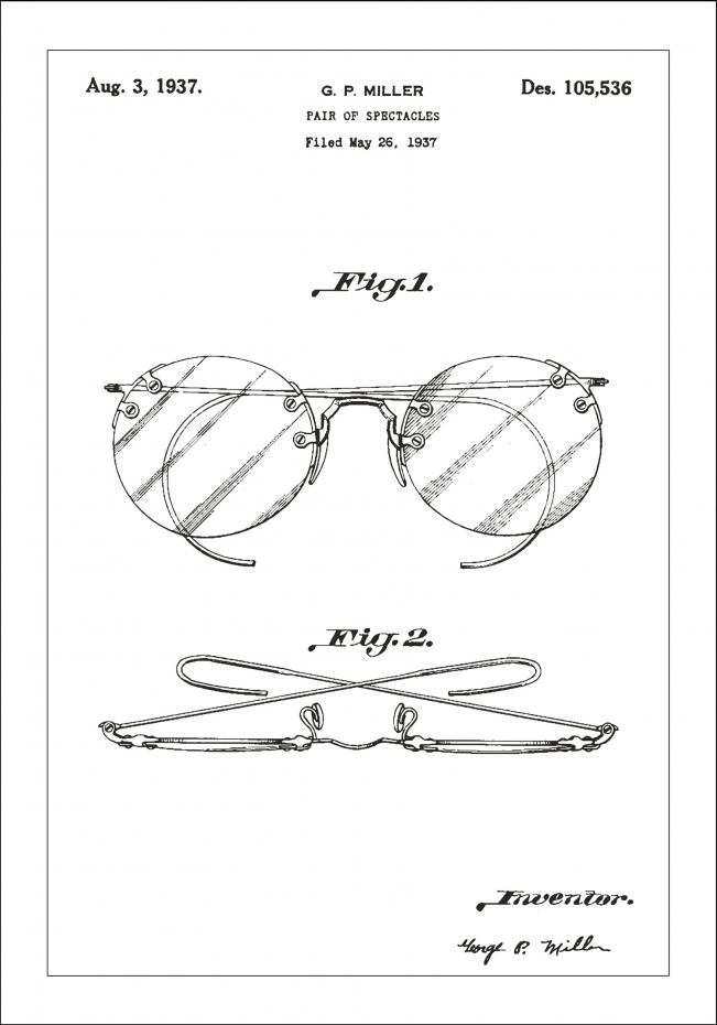 Patenttegning - Briller A - Hvid