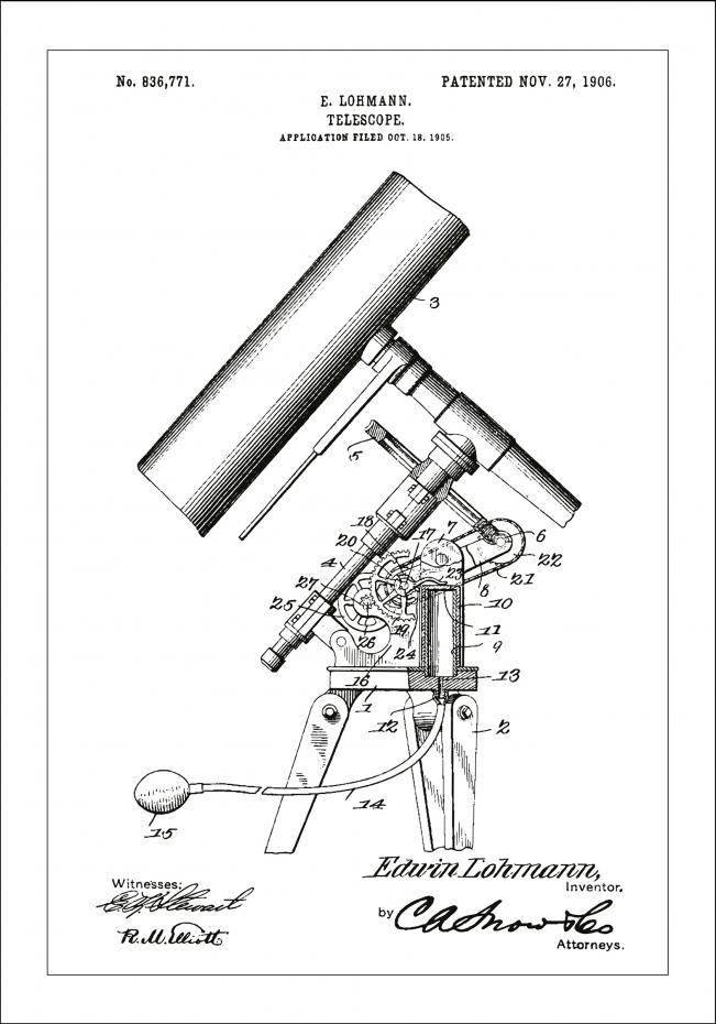 Patenttegning - Teleskop - Hvid