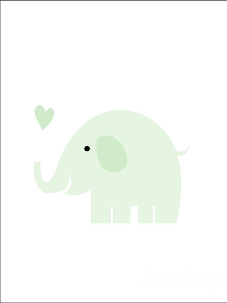 Elefant Solo - mintgrn Plakat