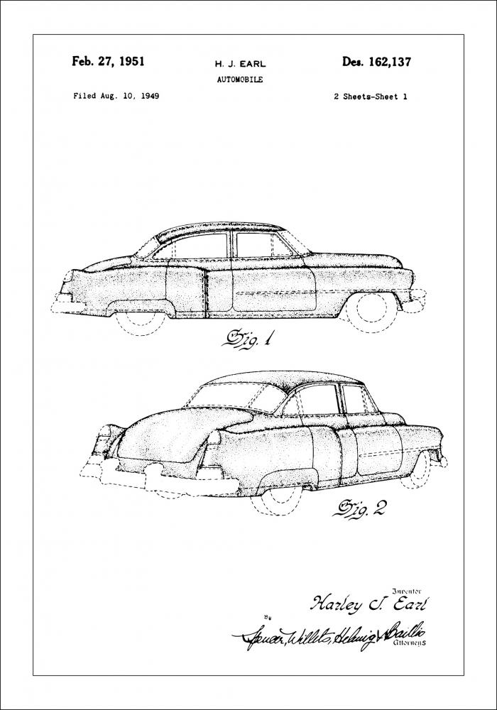 Patenttegning - Cadillac I Plakat