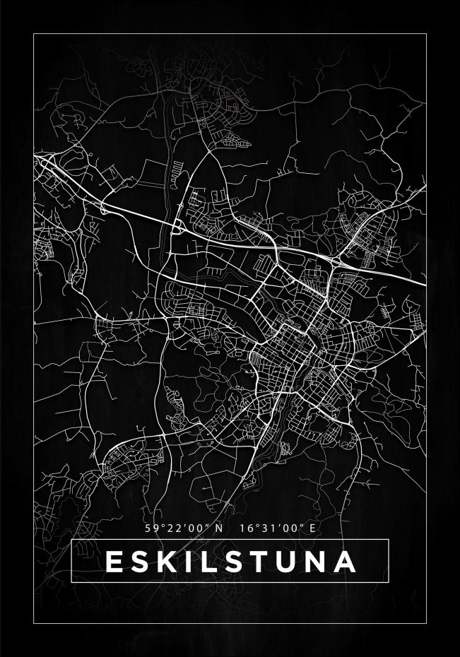 Kort - Eskilstuna - Sort Plakat