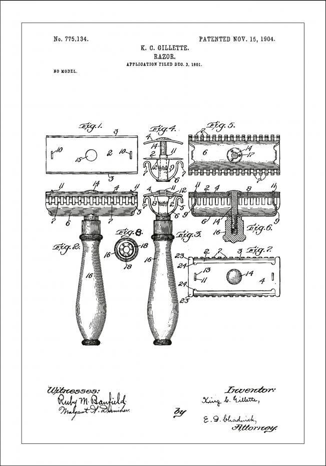 Patenttegning - Barberskraber - Hvid