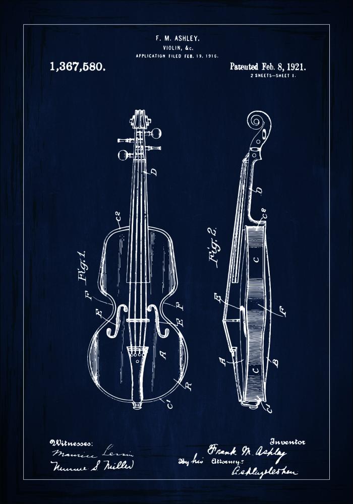 Patenttegning - Violin - Bl