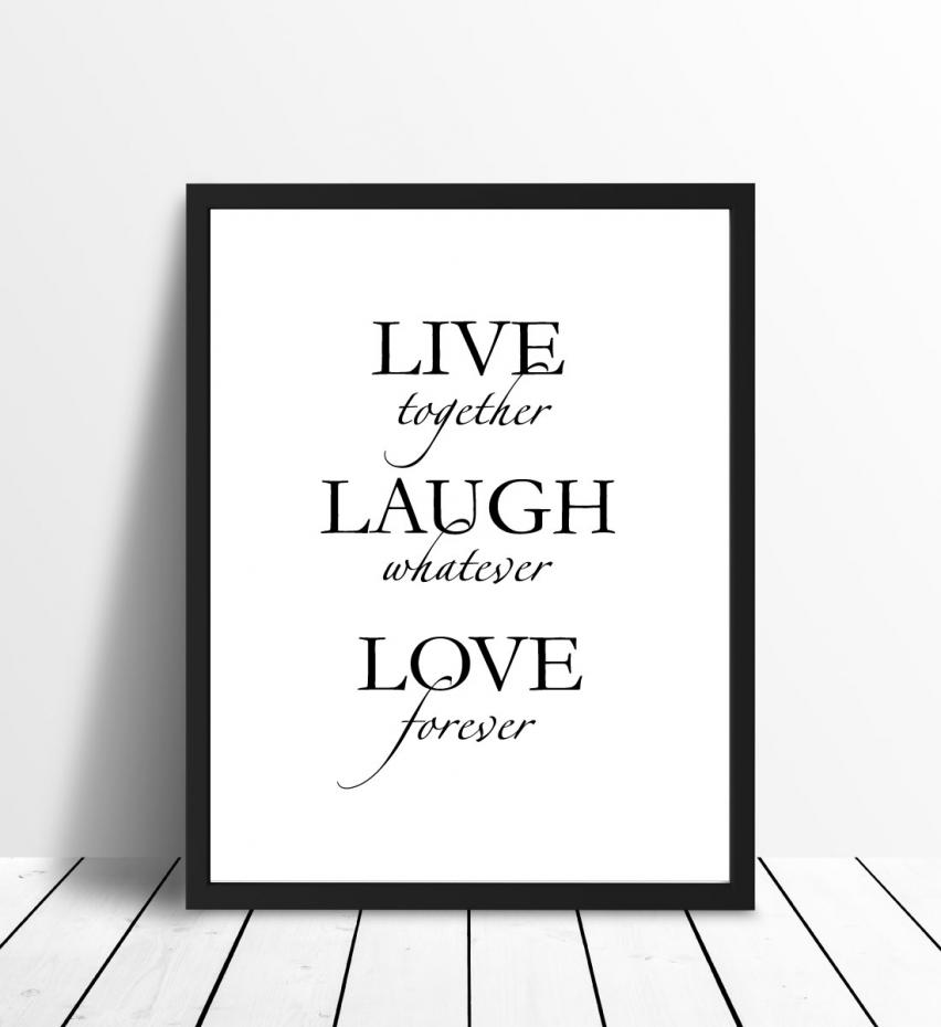 Live, laugh, love - Sort Plakat