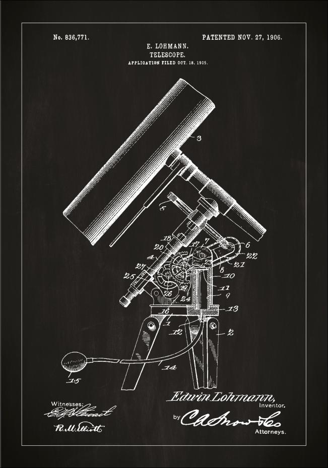Patenttegning - Teleskop - Sort