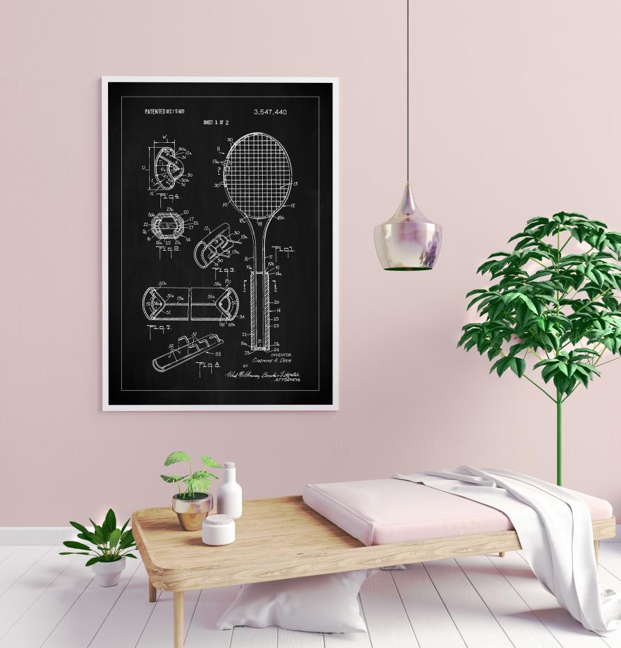 Patent Print - Tennis Racket - Black Plakat
