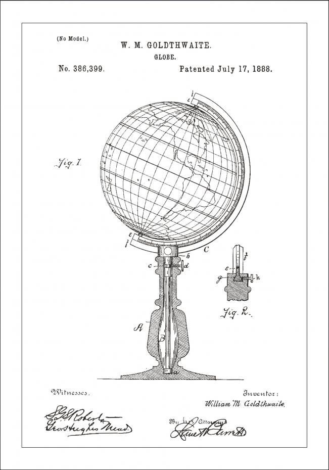 Patenttegning - Jordglobe - Hvid
