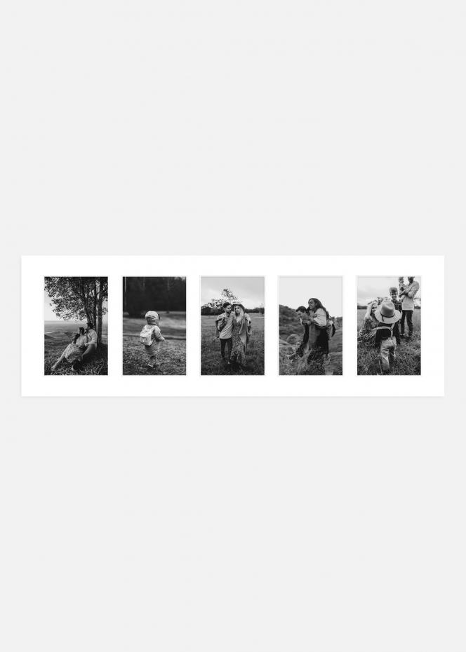 Passepartout Hvid 20x60 cm - Collage 5 Billeder (9x14 cm)