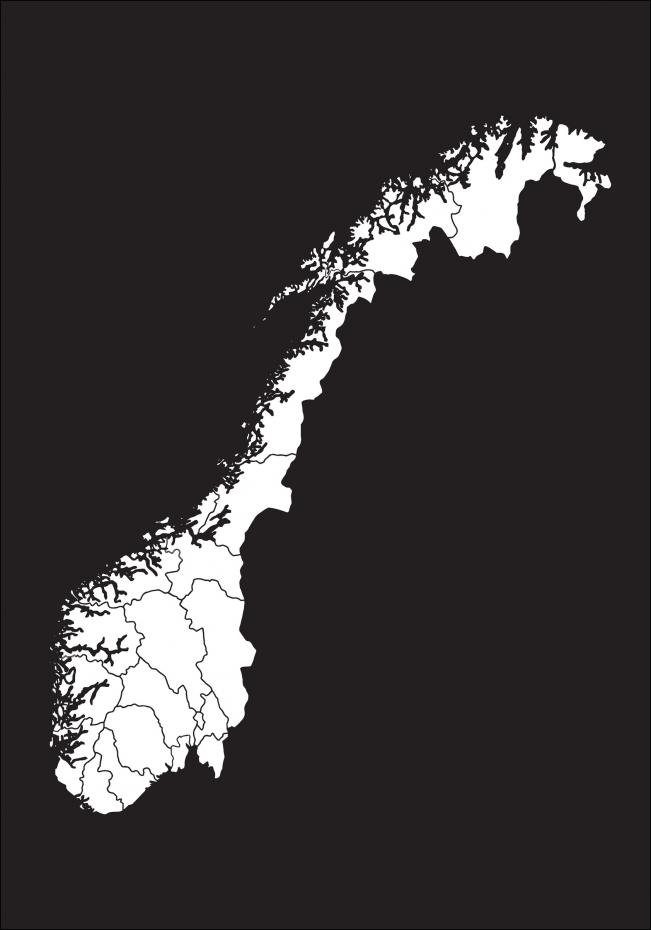 Kort - Norge - Hvid