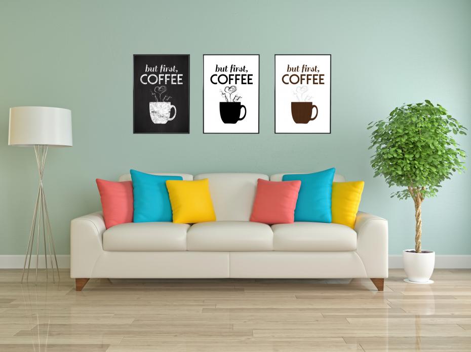 But first coffee - Sort Plakat