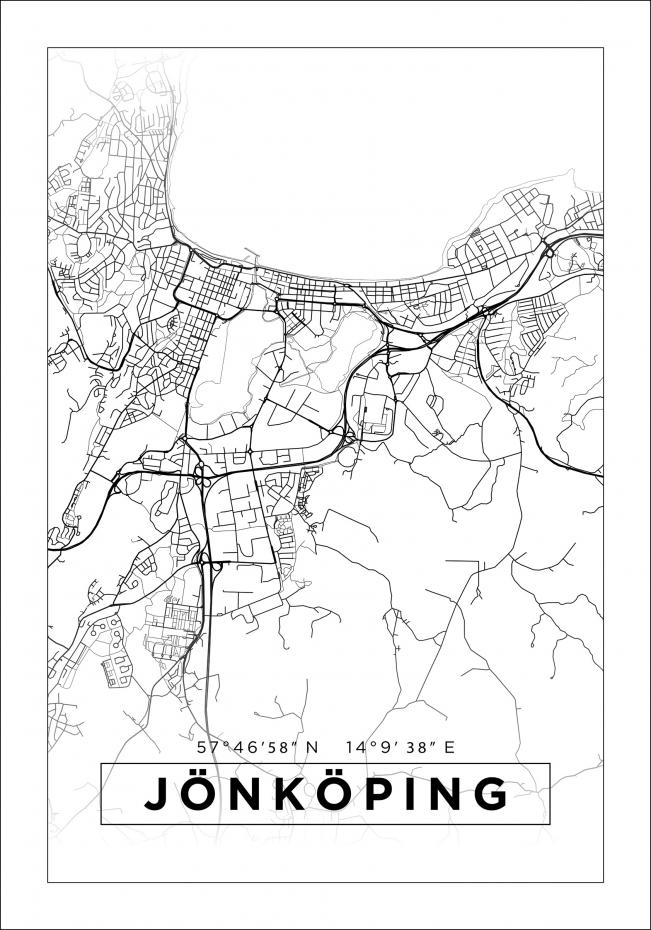 Kort - Jnkping - Hvid Plakat