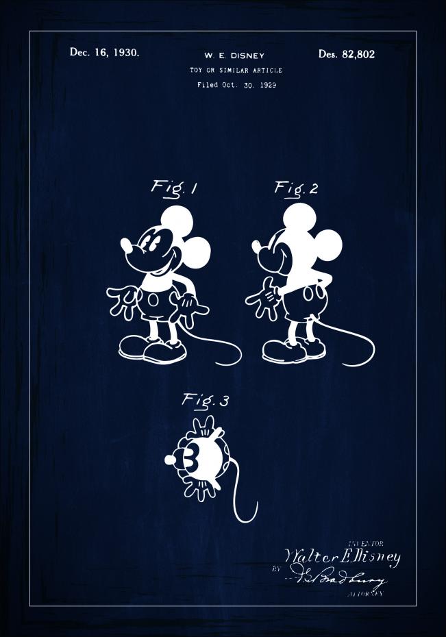 Patenttegning - Disney - Mickey Mouse - Bl