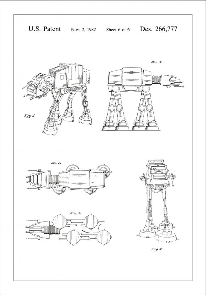 Patenttegning - Star Wars - Walker - Hvid